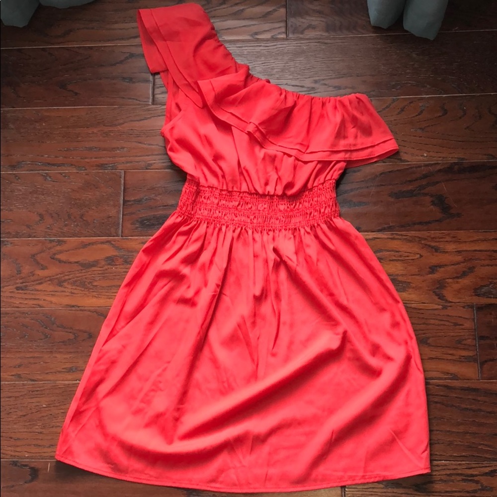 One shouldered coral dress